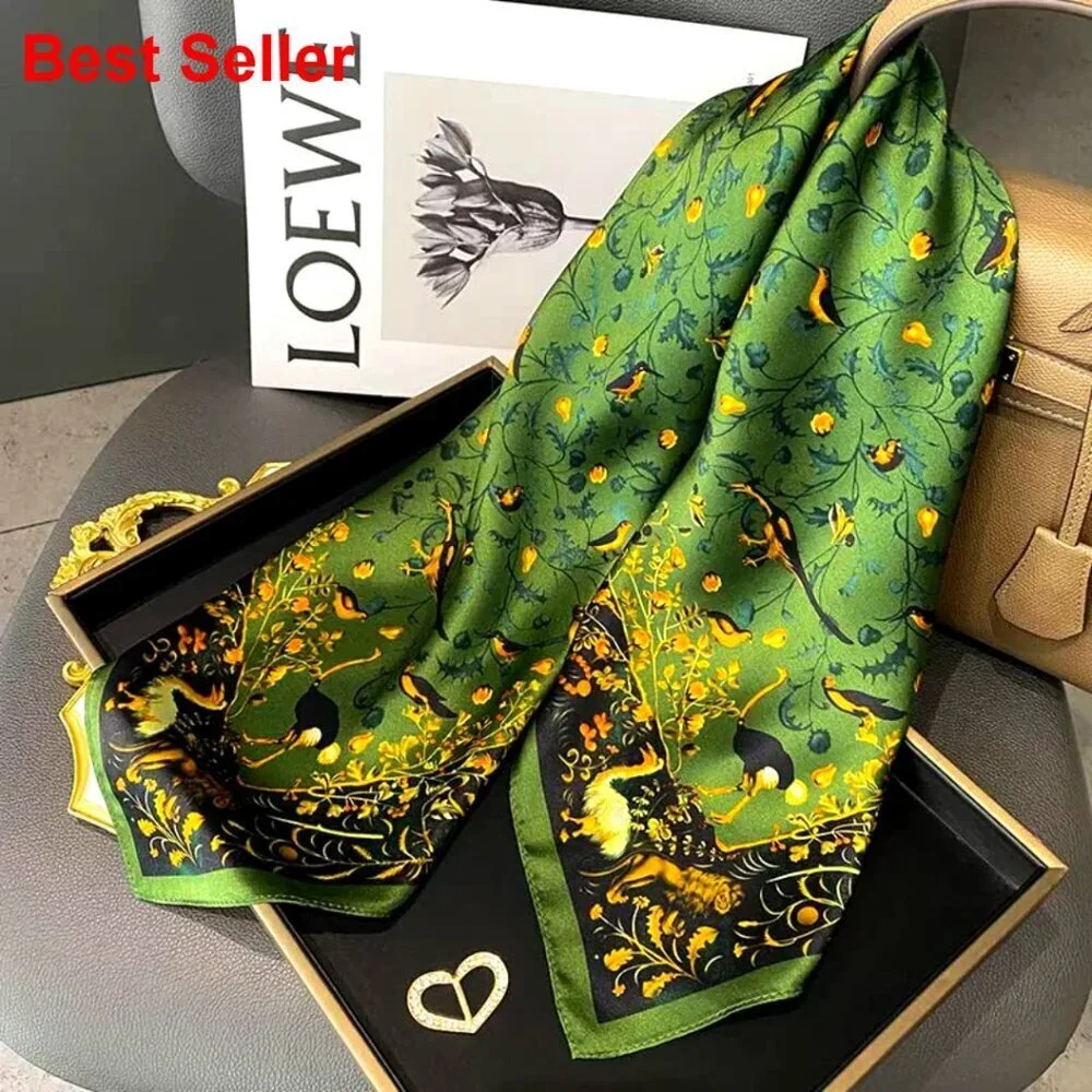 100% Mulberry Silk Square Scarf 25.6